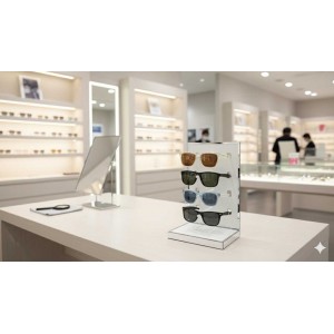 Ahşap Gözlük Standı 4'lü Altın / Gümüş Şeritli