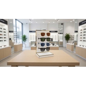 Ahşap Gözlük Standı 4'lü Altın / Gümüş Şeritli