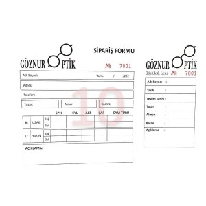 Sipariş Formu Baskılı 14x20cm 2,000 Ad.