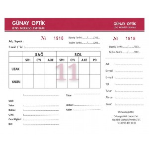 Sipariş Formu Baskılı 14x20cm 2,000 Ad.