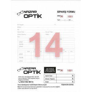 Sipariş Formu Baskılı 14x20cm 2,000 Ad.