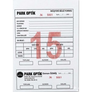 Sipariş Formu Baskılı 14x20cm 2,000 Ad.