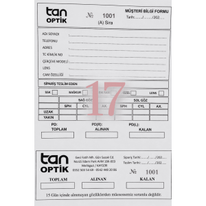 Sipariş Formu Baskılı 14x20cm 2,000 Ad.
