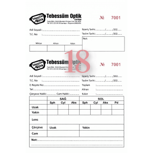 Sipariş Formu Baskılı 14x20cm 2,000 Ad.