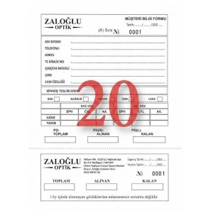 Sipariş Formu Baskılı 14x20cm 2,000 Ad.